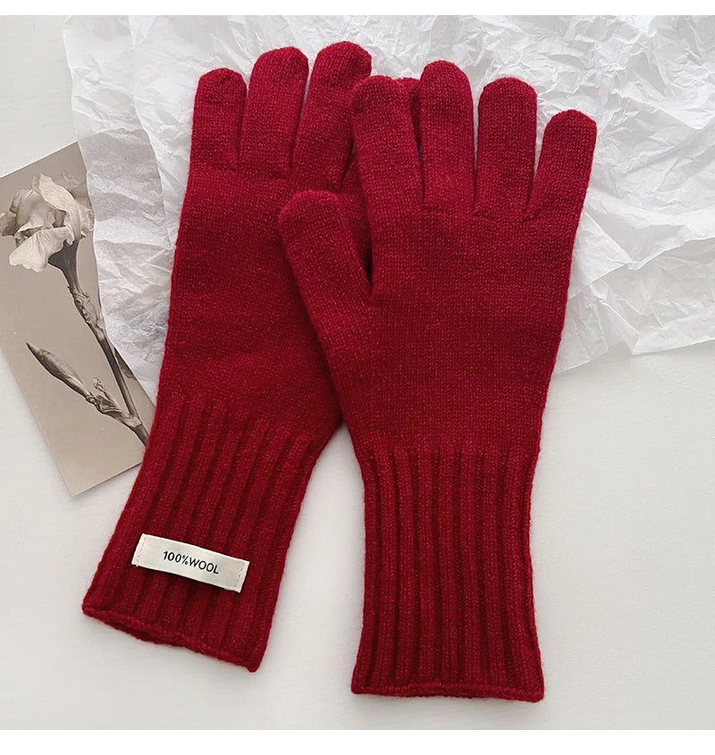 Warme Damen Handschuhe aus 100 Prozent Wolle mit Touchscreen Funktion-Yabubestshop