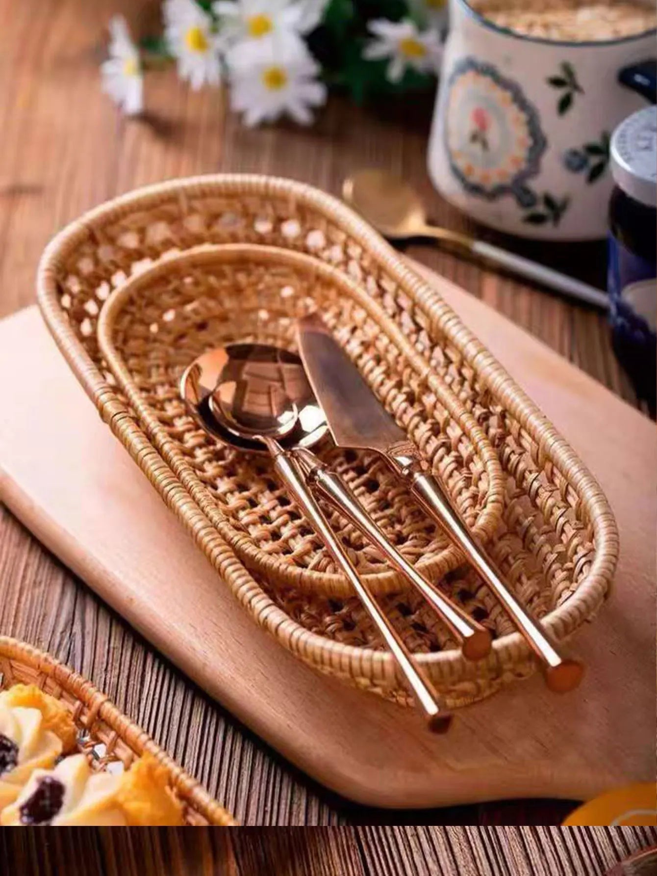 Mini Rattan Korb im japanischen Stil für Haushalt und Servieren