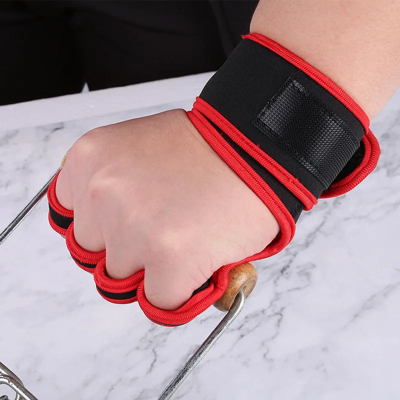 Halbfinger Fitnesshandschuhe mit Handgelenkschutz rutschfest für Training