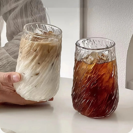 400 ml Glas Kaffeebecher mit Streifen für vielseitigen Genuss