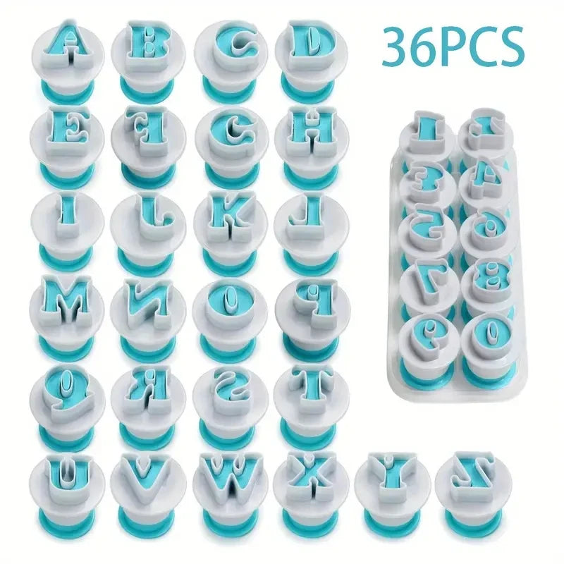 Ausstechformen Set Alphabet Zahlen für Kuchendeko Cupcake Fondant Backen