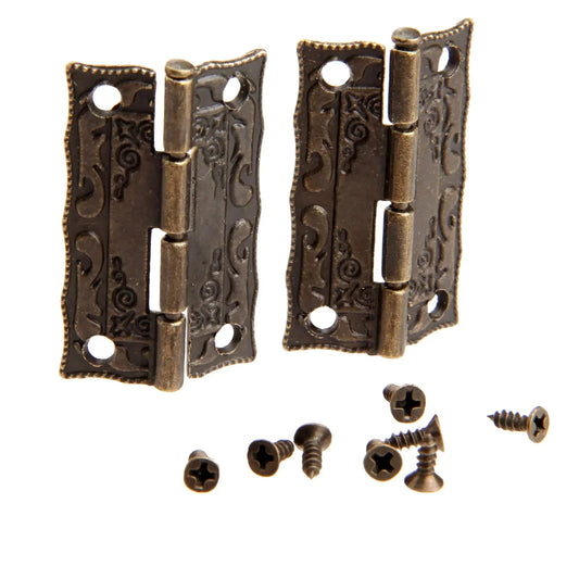 2-teiliges Vintage Eisenscharnier Set 36x23mm für Holzkisten - Möbel