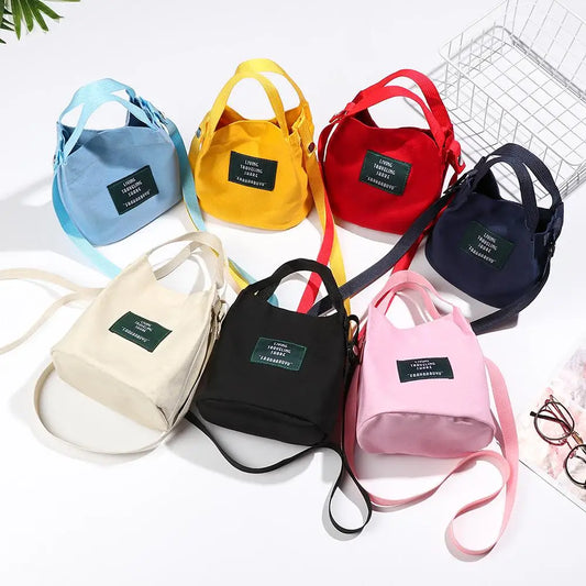 Geräumige Leinwand Umhängetasche im lässigen College Stil