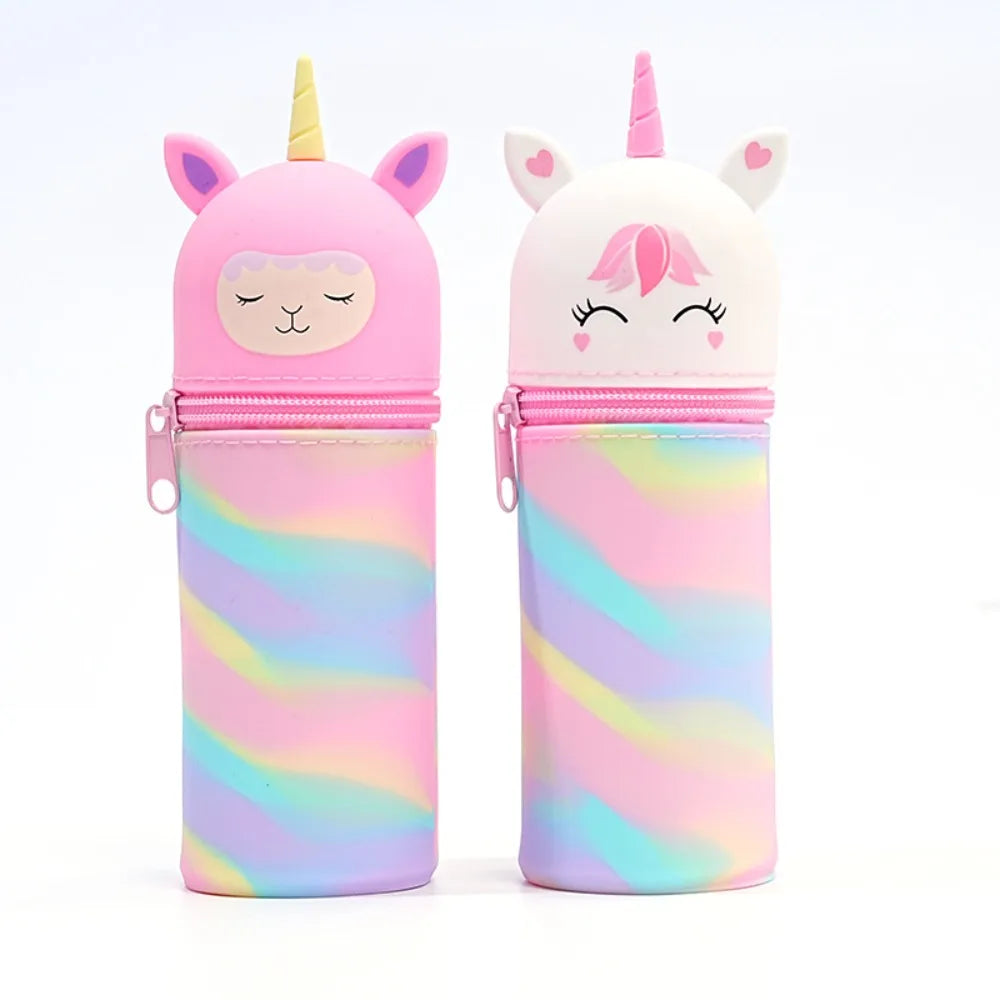 Niedlicher Silikon Stifthalter mit großem Fassungsvermögen und Reißverschluss