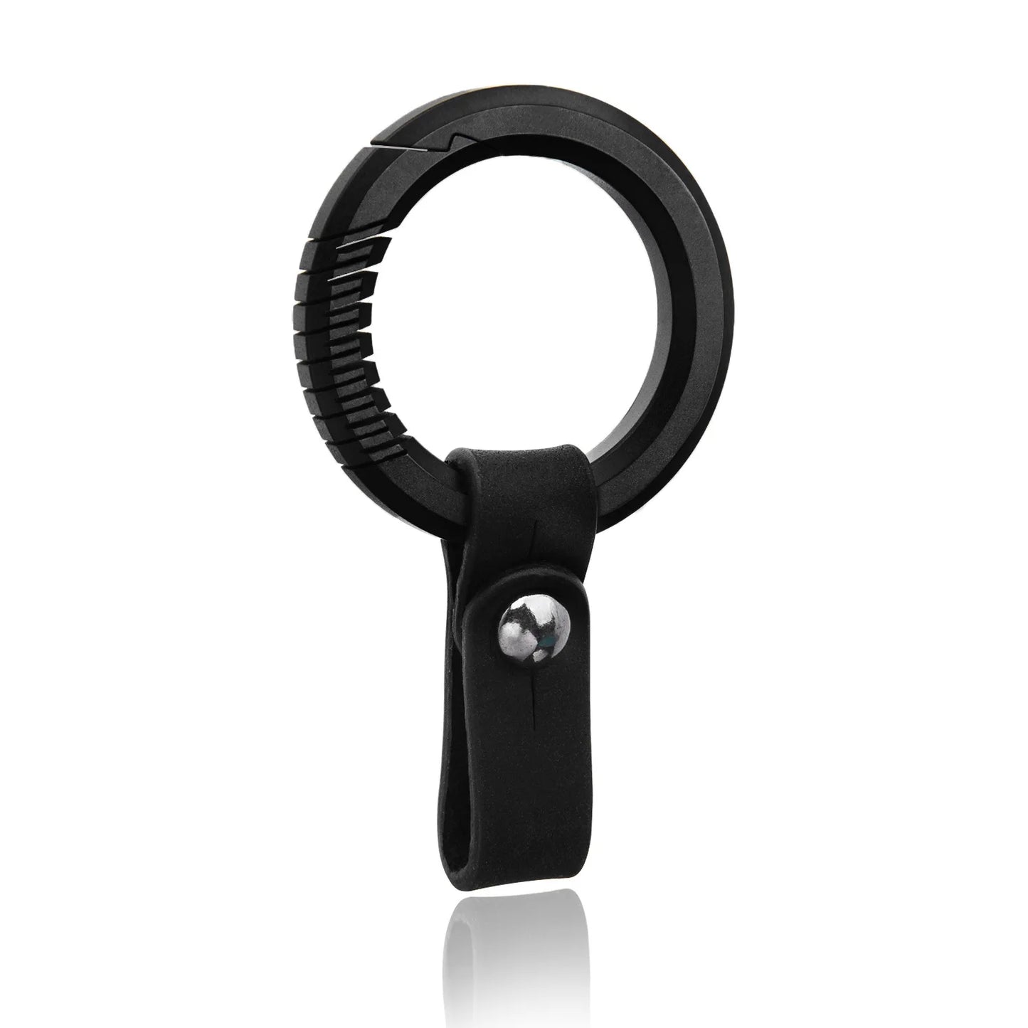 Schwarzer Titan Leder Schlüsselanhänger Herren leichtes EDC Geschenk