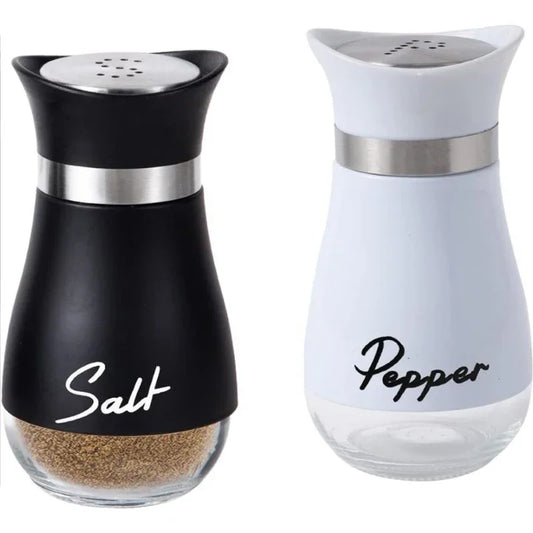 2er Set Glas Gewürz Shaker Vorratsbehälter für Küche - Grill – Salz - Pfeffer