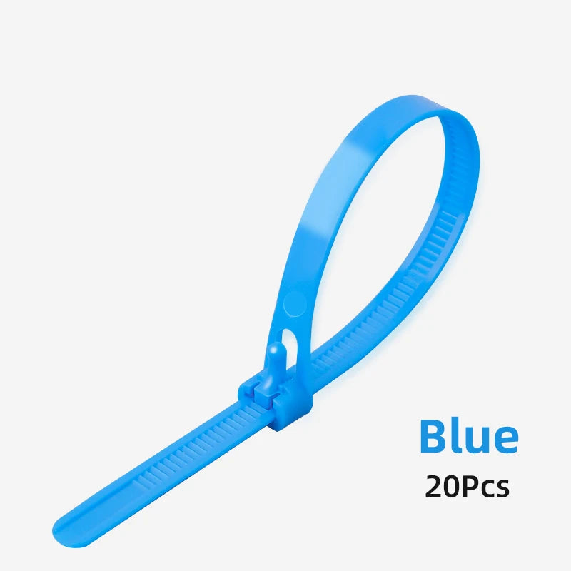 20 Stück wiederverwendbare Kabelbinder aus Nylon verstellbar verschiedene Größen