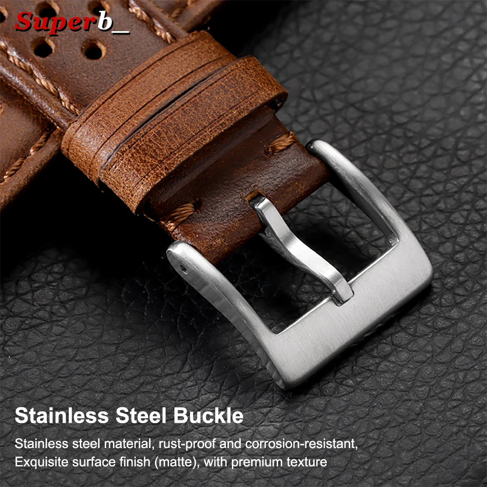 Vintage Uhrenarmband aus echtem Rindsleder in drei Breiten