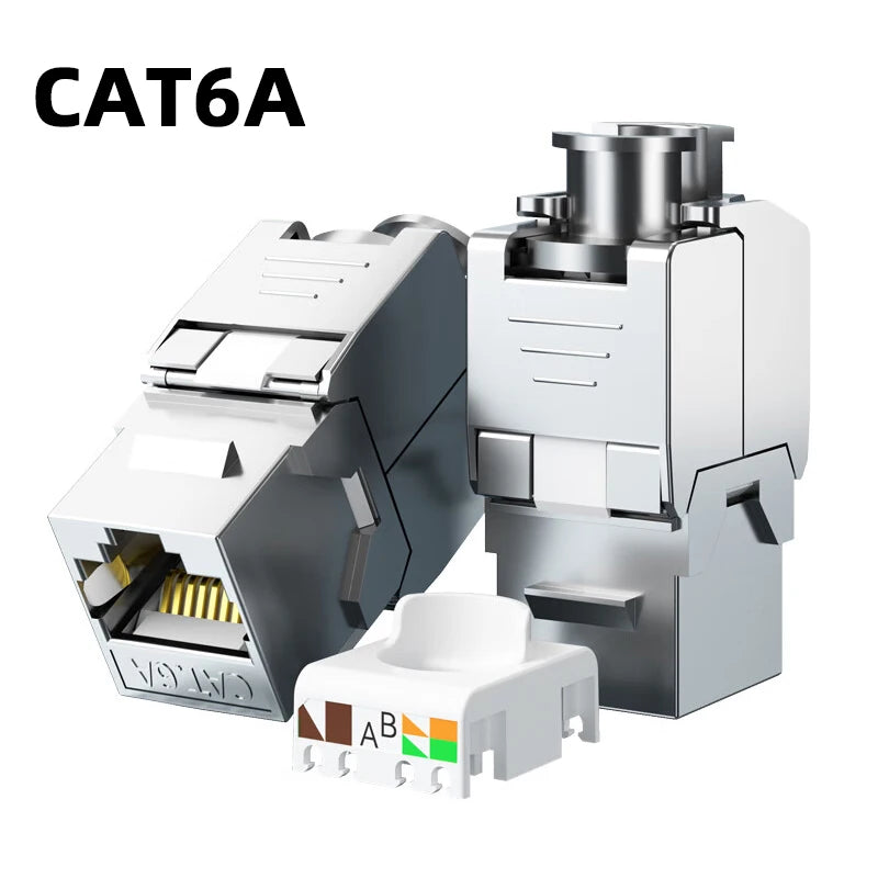 Abgeschirmte RJ45 Keystone Buchsen Cat8 Cat7 Cat6A Modul aus Zinklegierung
