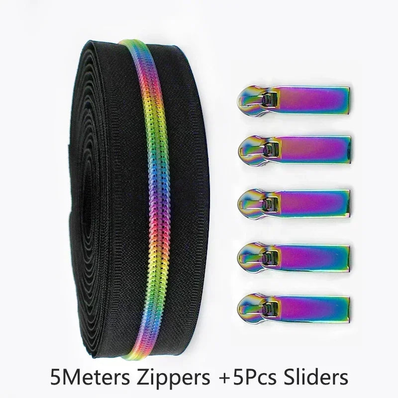 Nylon Reißverschlussband & Schieber Set 5m für Reparaturen Kleidung Taschen #5