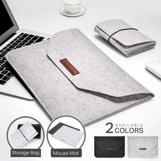 Wollfilz Laptoptasche in verschiedenen Größen mit praktischem Zubehör-Yabubestshop
