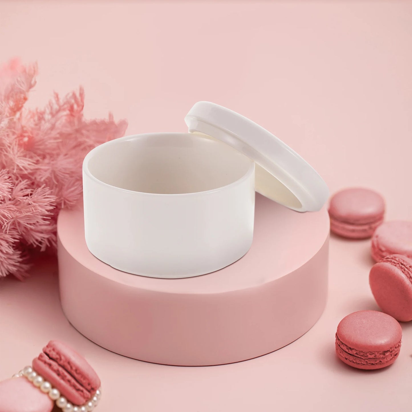 Weißer Porzellan Schmuckorganizer rund für Ringe und Ohrringe