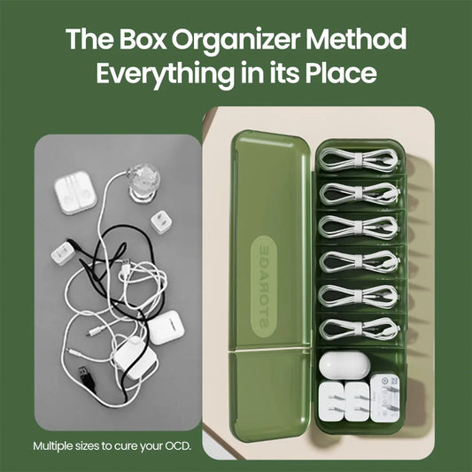 Kabelbox mit 7 Fächern für einfache Kabelorganisation zu Hause und Reise