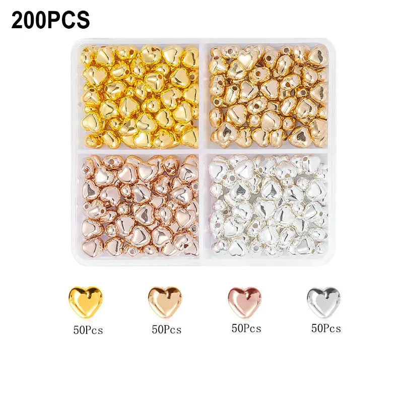 4 Farben CCB Spacer Perlen Kit mit 6 Stilen für Schmuck DIY Handwerk