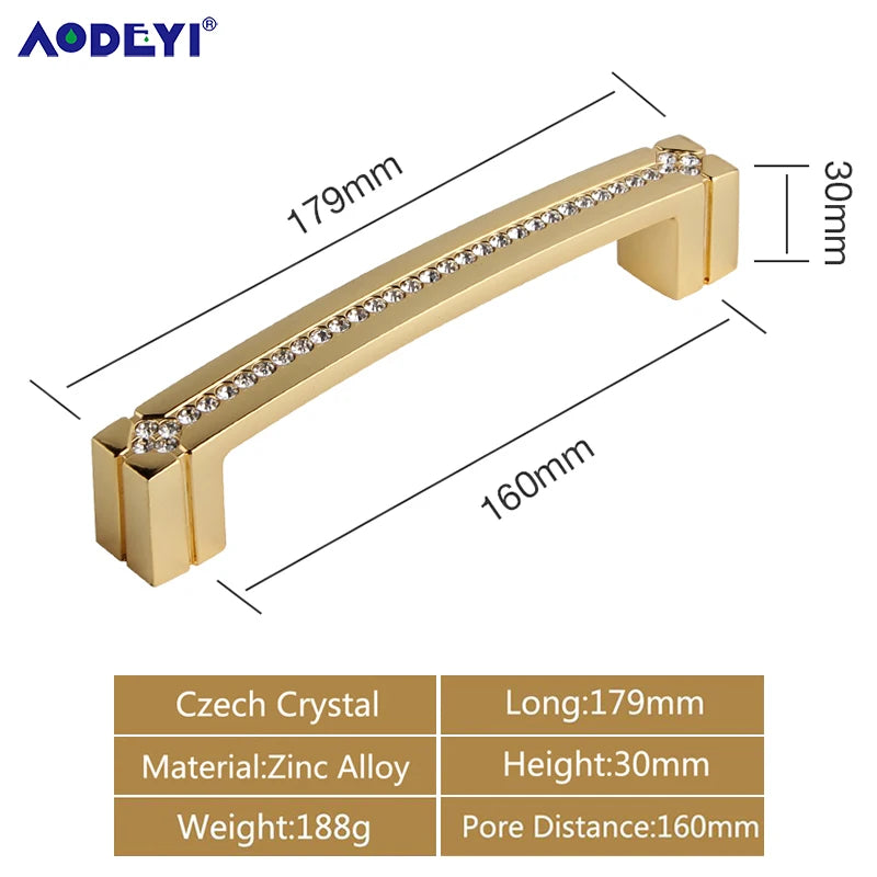 Eleganter Kristall Möbelknopf Diamant Optik für Schrank Schublade Gold/Chrom