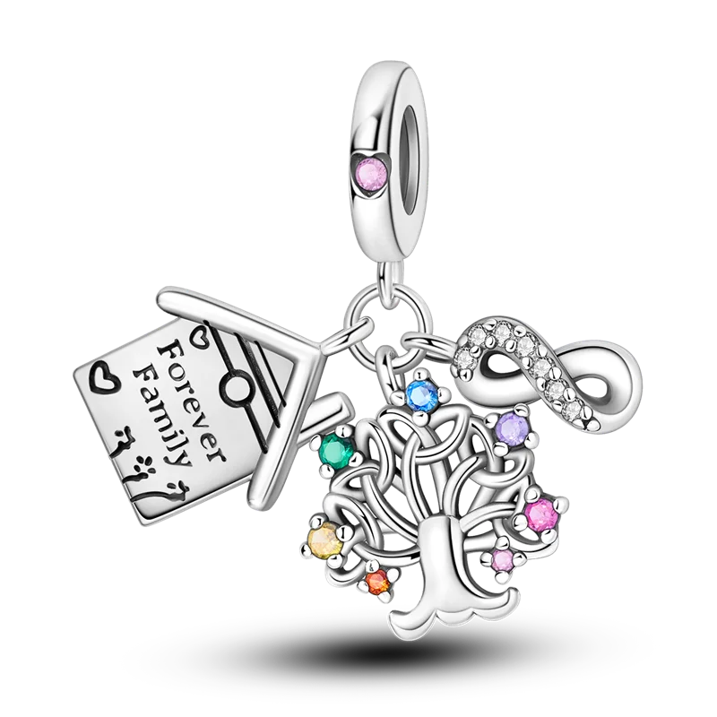 925 Sterling Silber Charm mit rosa Schmetterling - leuchtenden Glühwürmchen