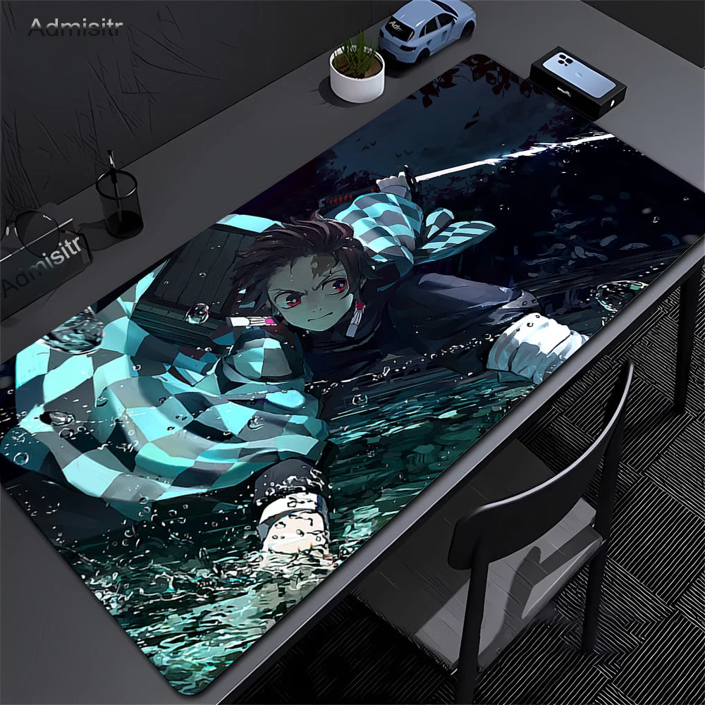 Großes Mauspad Demon Slayer Nezuko Niedliche Anime-Mauspads Kawaii Tischsets Bürozubehör Schreibtischunterlage Rubbe Lockedge Mauspad