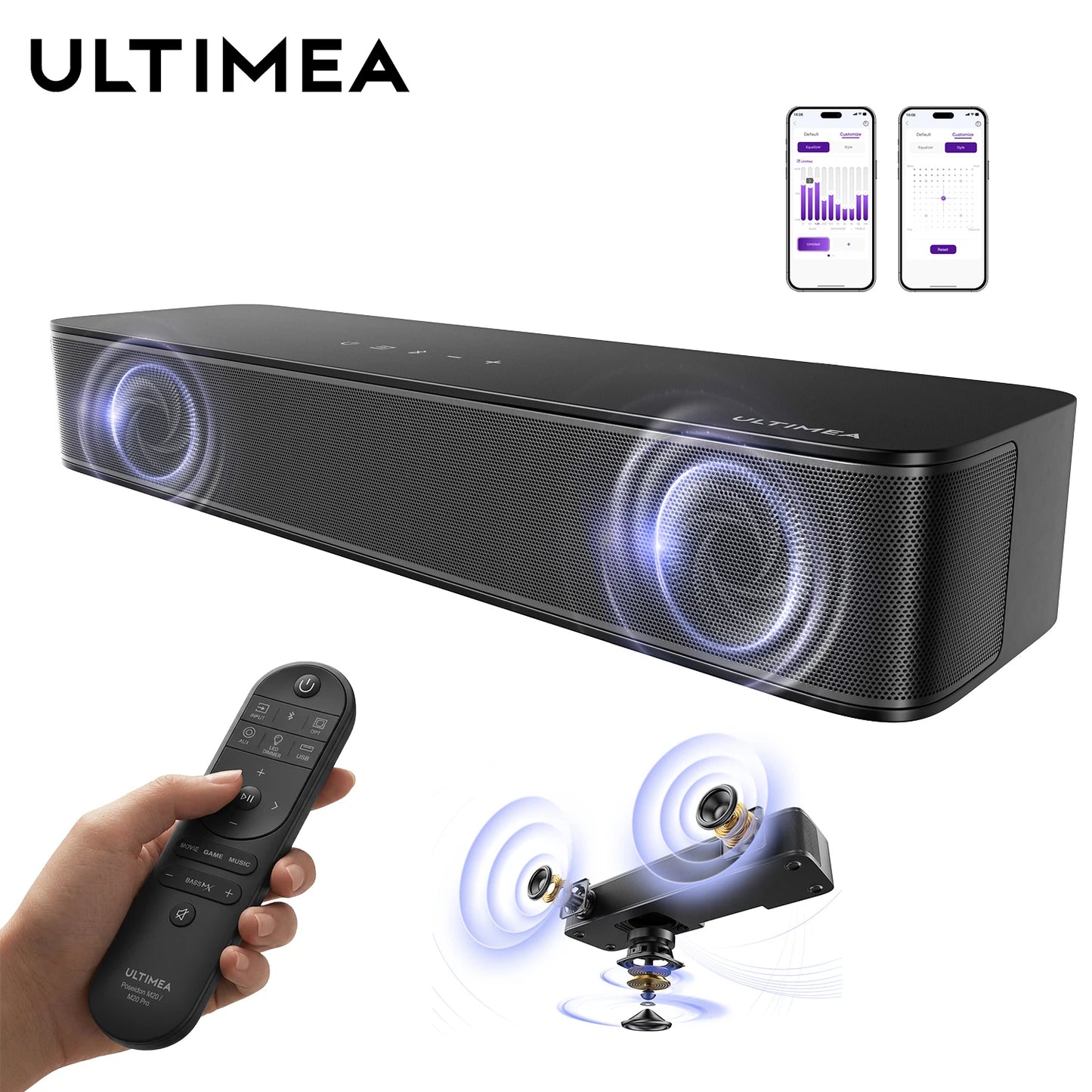 ULTIMEA 120W 2.1ch Kompakte Soundbar für TV mit integriertem Subwoofer