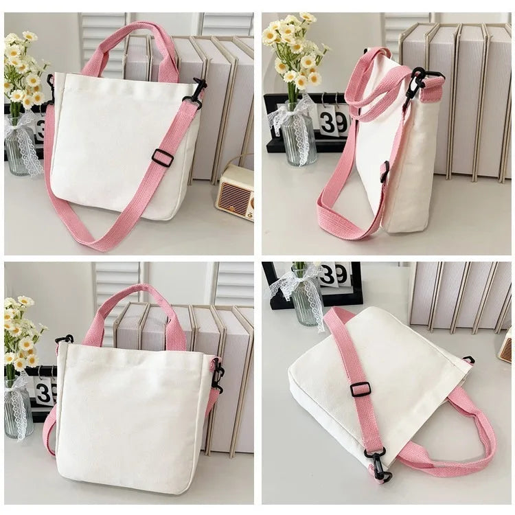 KPop Cartoon Umhängetasche aus Leinwand mit großem Fassungsvermögen