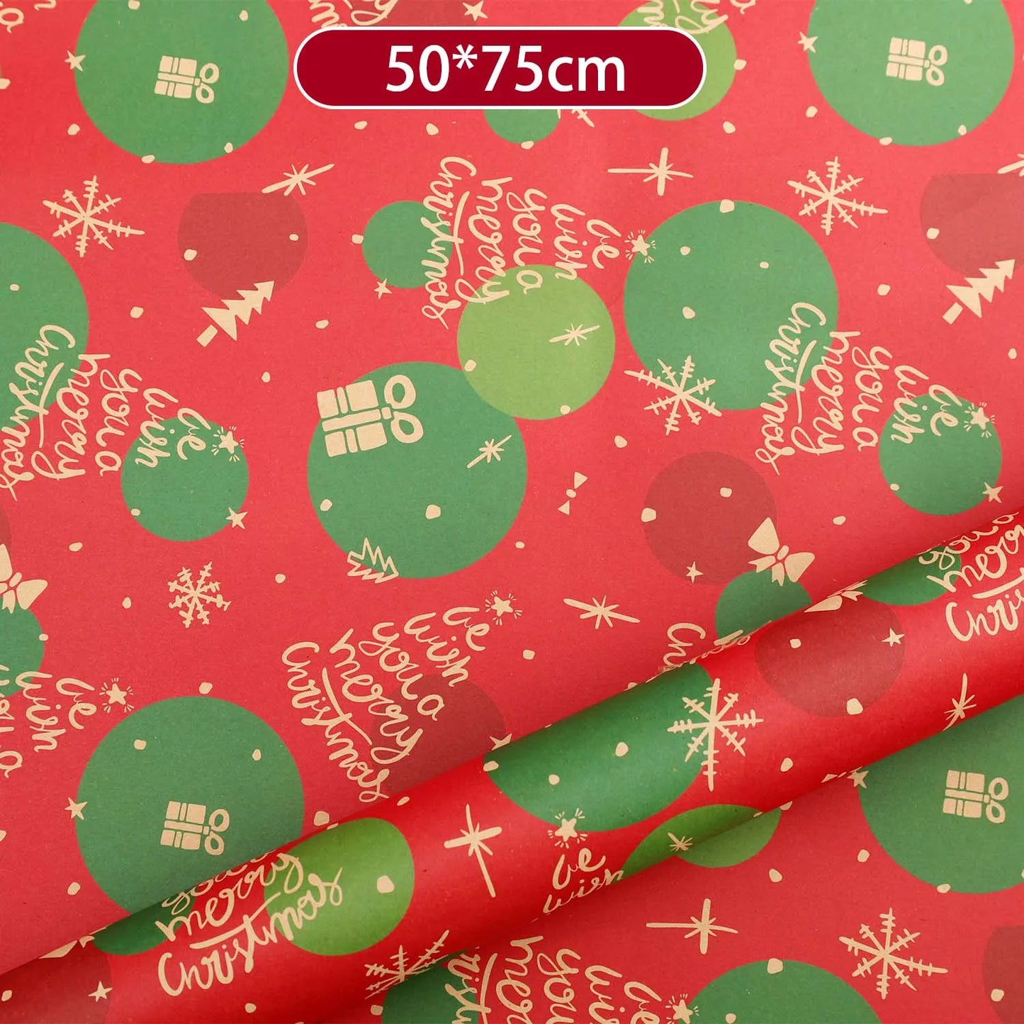 50x75 cm Weihnachts Kraft Geschenkpapier mit Weihnachtsbaum und Weihnachtsmann