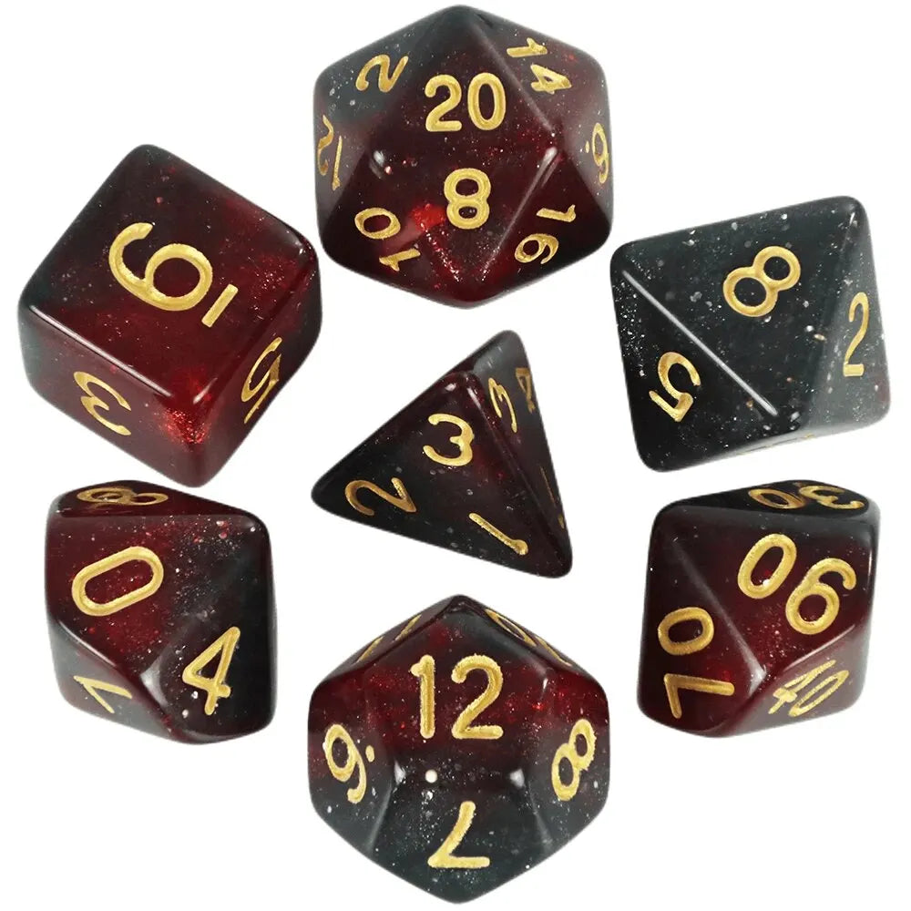 Polyedrisches Würfelset mit Galaxie Design für fesselnde Brettspiele