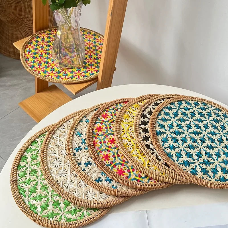 Handgewebtes Rattan Tischset im Böhmischen Stil