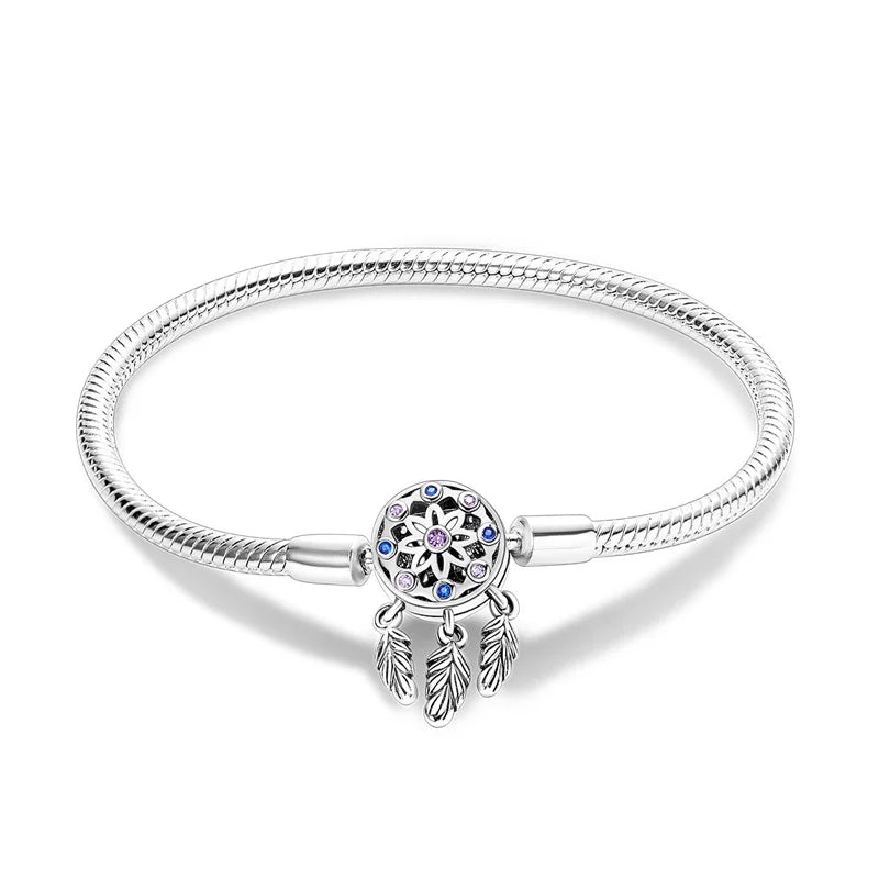 Armband Silber 925 mit Stern Mond Sonne und Grünem Zirkon Charm