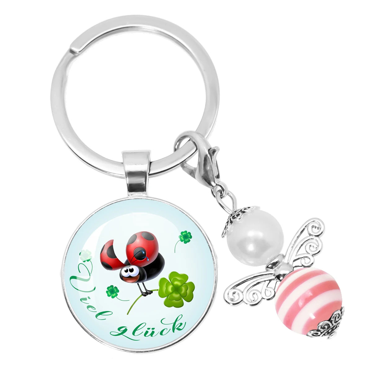 Glücksbringer Schlüsselanhänger mit vierblättrigem Kleeblatt Design