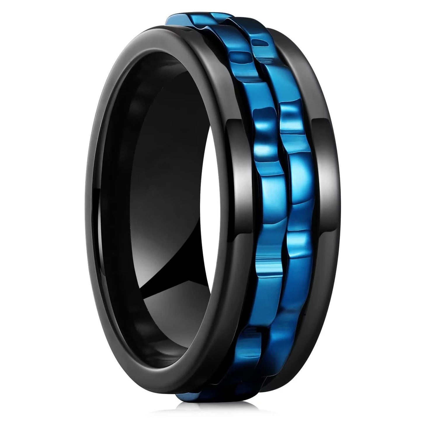 Herren Rotierender Zappelring Edelstahl Kette Gear Design Punk Biker Stil