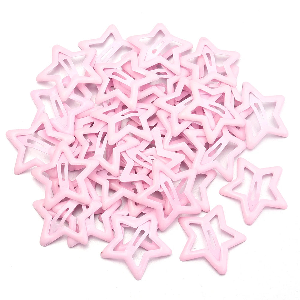 50er Set Bunte Stern Haarspangen Metall Snap Clips für Mädchen Frauen