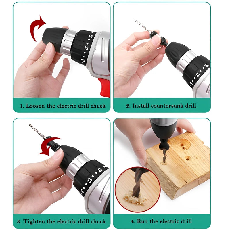 5-tlg. Senkerbohrer Set Holzbearbeitung für Schrauben #5-12 Pilotlöcher