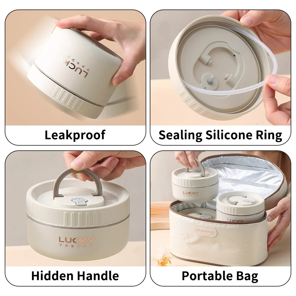 Bento Lunchbox Set isoliert Edelstahl - Thermobehälter mit Tasche