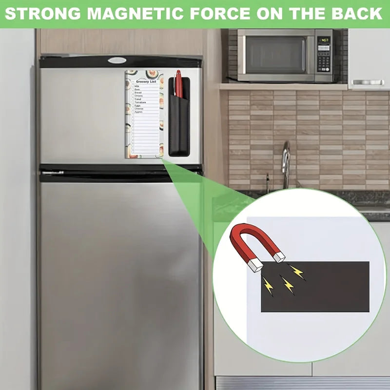 3er Set Magnetische Einkaufslisten Notizblöcke mit Stifthalter für Kühlschrank