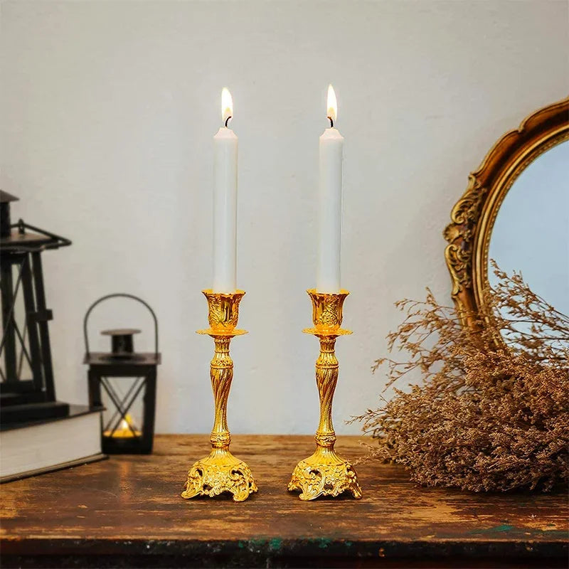 Kerzenhalter-Set, 2-teilig, Metall, Gold/Silber - Yabubest - Home & More