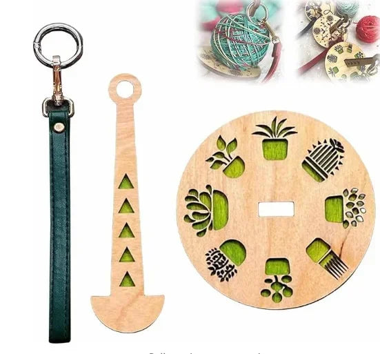 Tragbarer drehbarer Garnhalter aus Holz mit Handschlaufe für Stricken