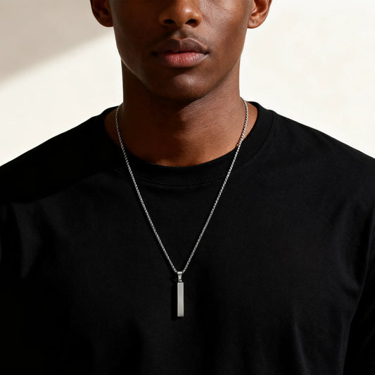 Personalisierte Edelstahl Vertikale Bar Halskette für Männer und Frauen