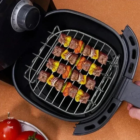 Doppelschicht Edelstahl Grillrost für Airfryer Küche Esszimmer Bar