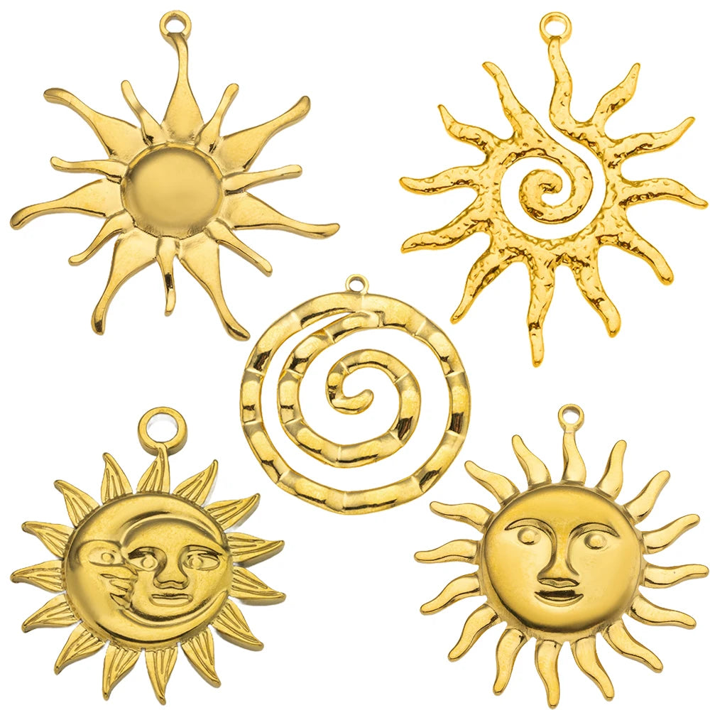 Set goldfarbene Sonnenanhänger für kreativen DIY Schmuck