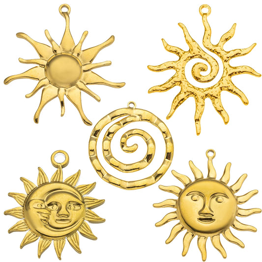 Set goldfarbene Sonnenanhänger für kreativen DIY Schmuck
