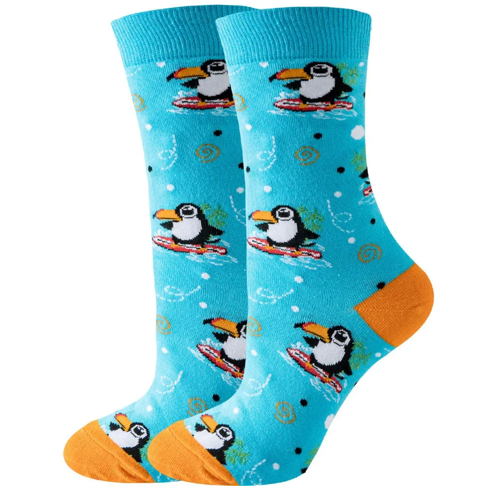 Modische Baumwollsocken für Damen Midtube mit floralem Muster