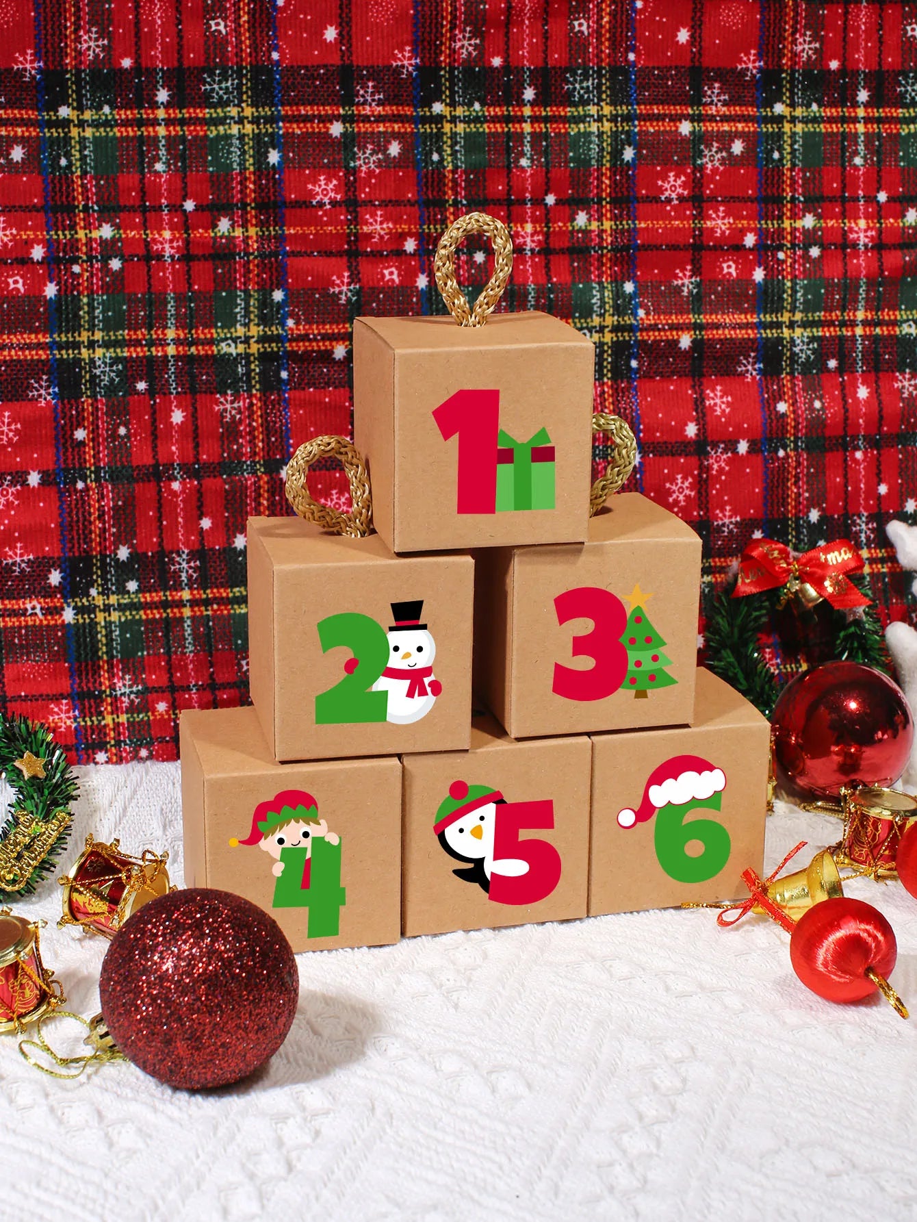 Weihnachts-Adventskalenderblöcke aus Holz mit 24-tägigem Countdown