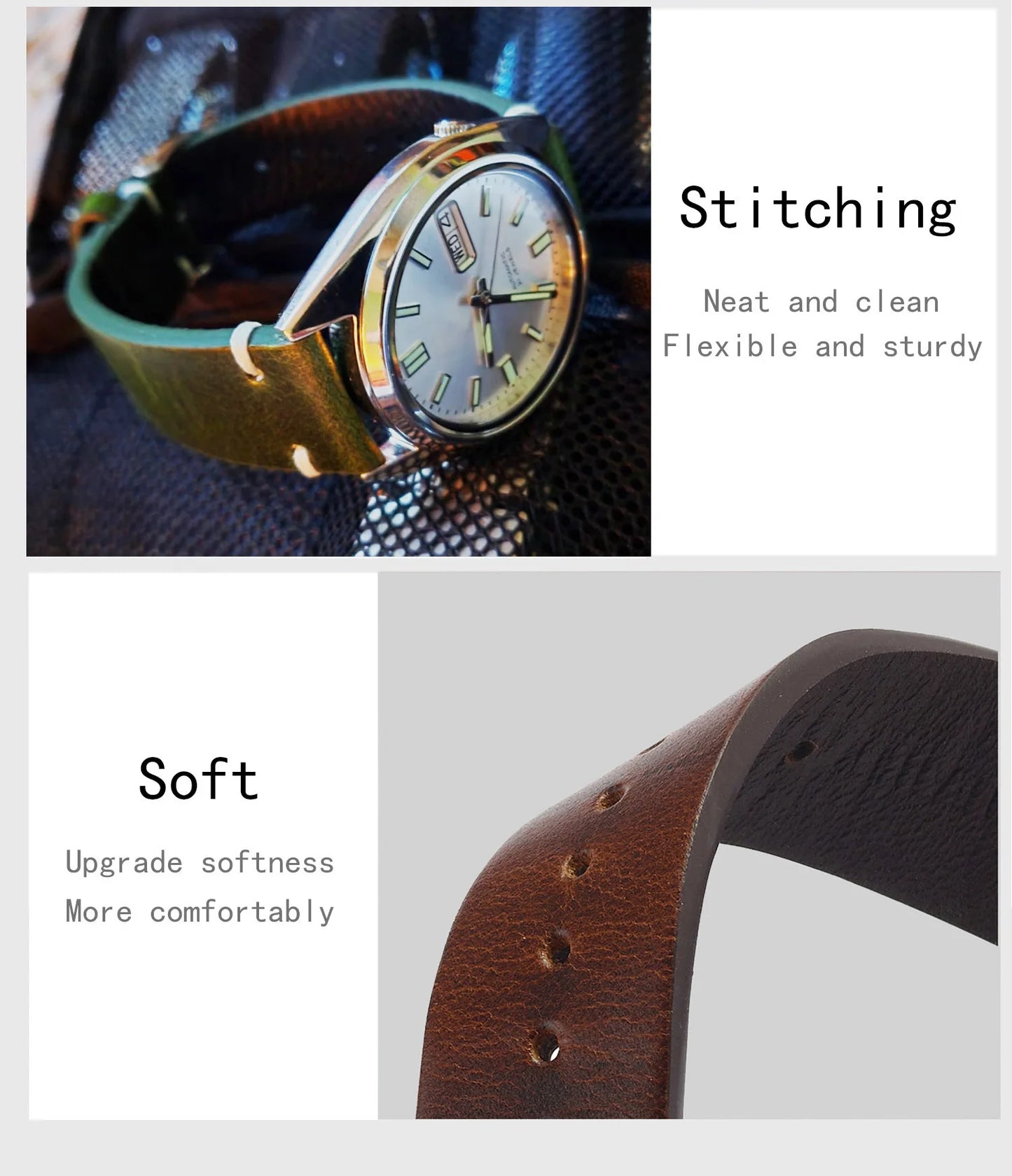 Wachs Uhrenarmband aus echtem Leder mit Schnellverschluss 18 bis-Yabubest - Home & More
