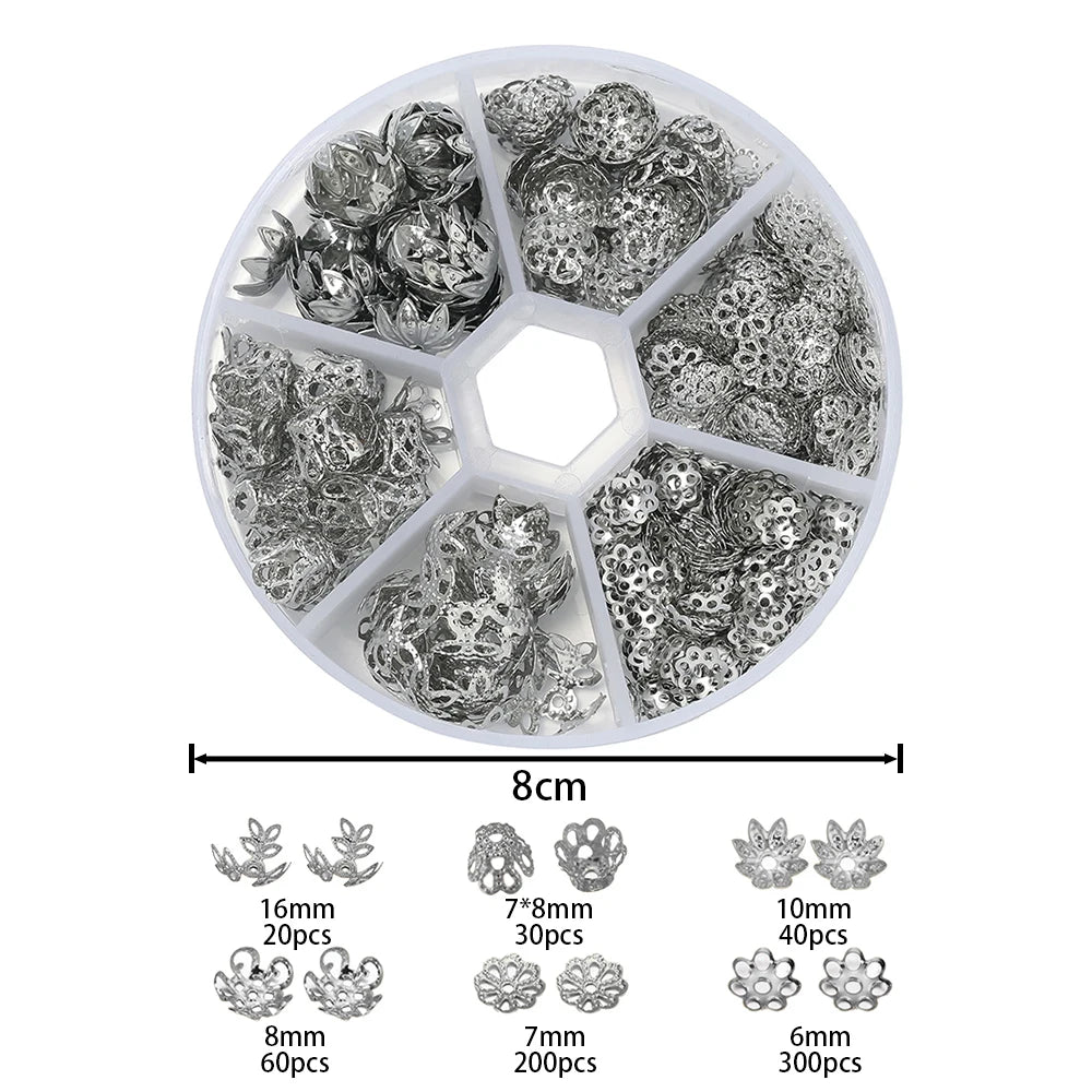 650-teiliges DIY Schmuckset mit Blumen Perlen Endkappen und Quasten