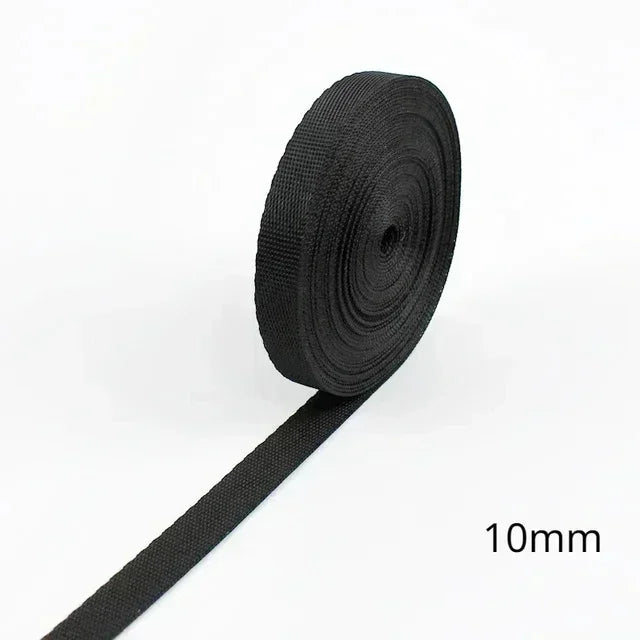 5m Schwarz Nylon Gurtband 10-100mm für Rucksack, Gürtel, DIY Nähen