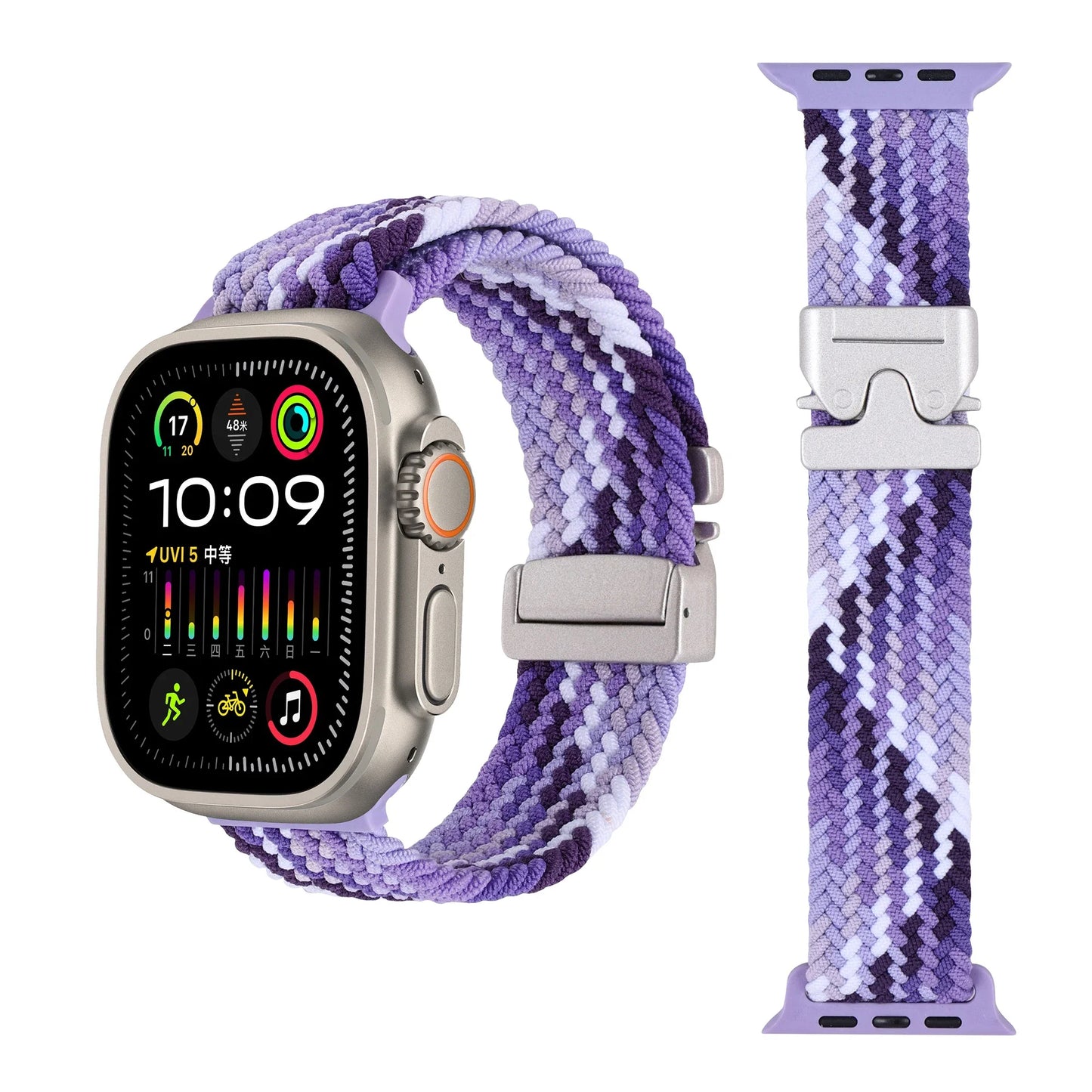 Geflochtenes Fallschirm-Nylonarmband mit Metallverschluss für Smartwatches