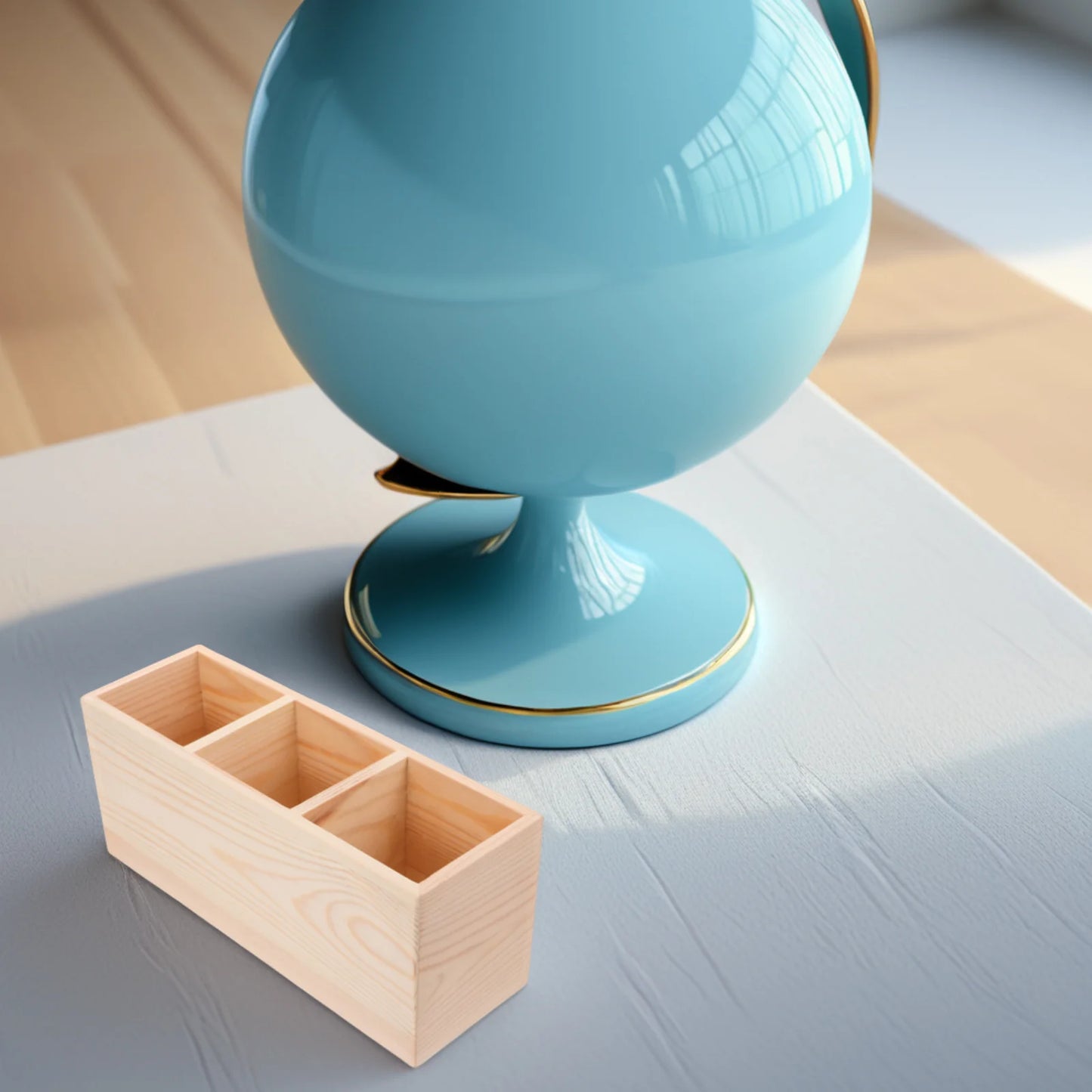 Praktischer 3 Gitter Bleistifthalter aus Holz für Schreibtisch