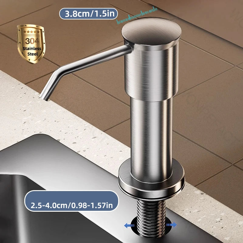 Seifenspender für Küchenspüle gebürstete Pumpe Arbeitsplatte silberfarben