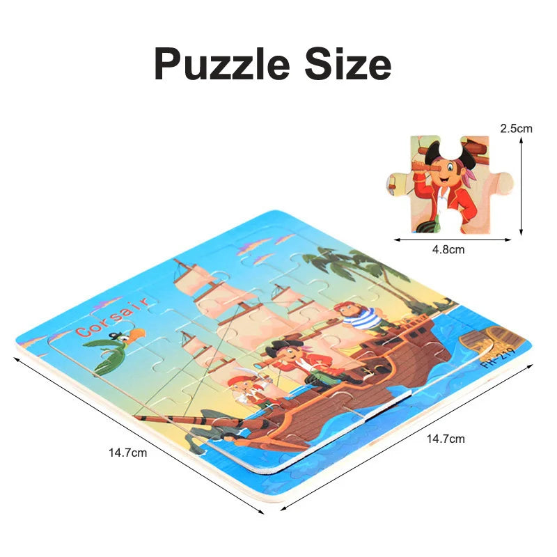 Lernspiel 3D Holzpuzzle Tiere und Fahrzeuge für Kinder ab 1 Jahr