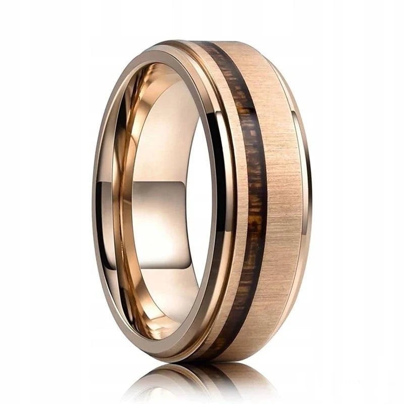 Elegante Herren Edelstahlring 8mm mit Bernstein Inlay