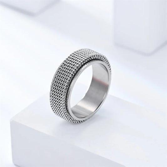 Drehbarer Edelstahl Spinner Ring mit 8mm Breite für Entspannung